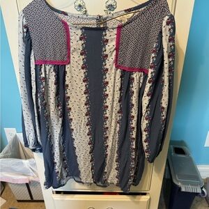 Matilda Jane Blue and Cream Embellished 3/4 Sleeve Blouse